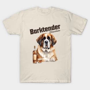 Saint Bernard Dog Barktender Extraordinair T-Shirt